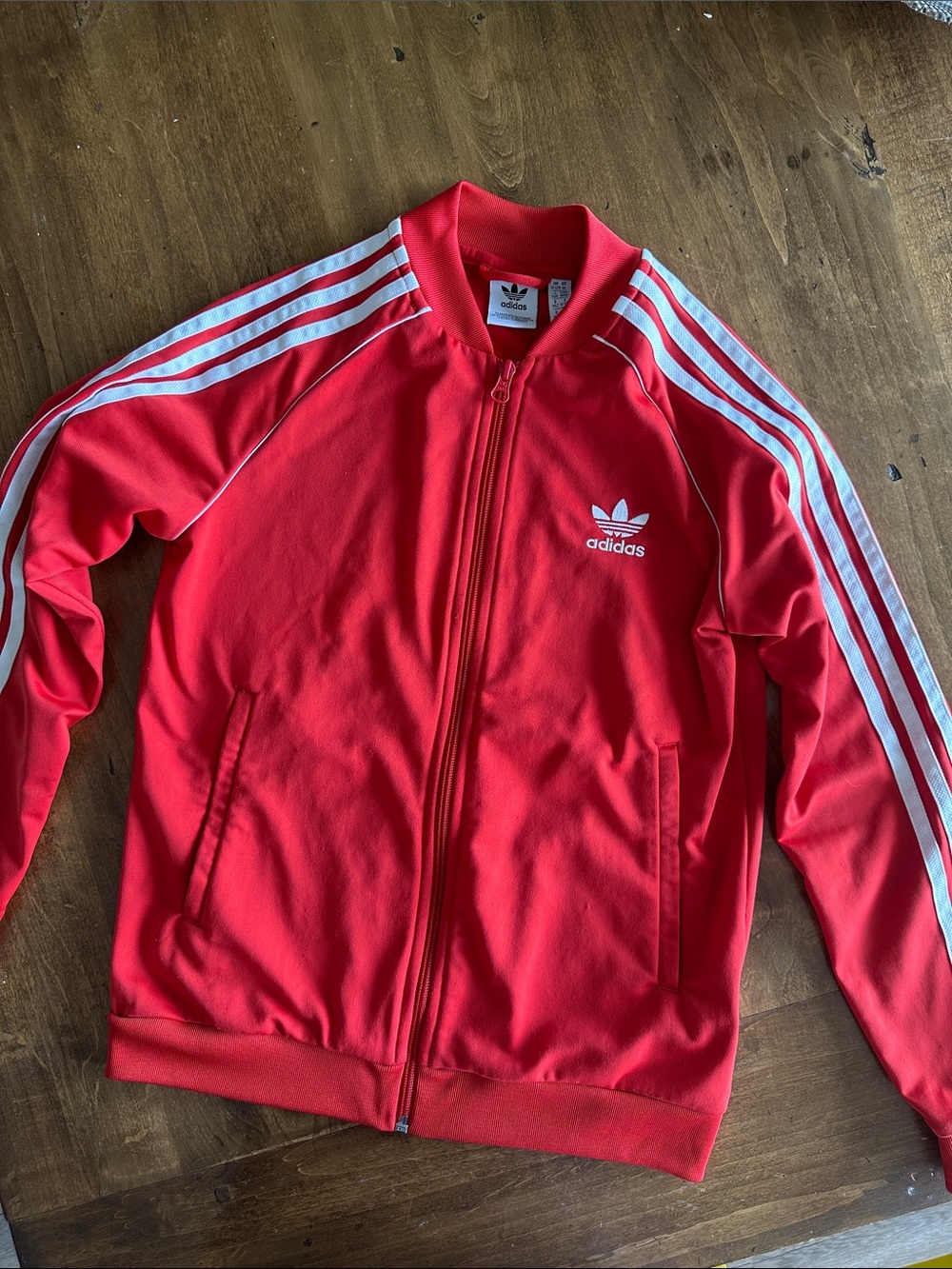 adidas originals Red Youth Lightweight Track Jacket with White 3-Stripes
